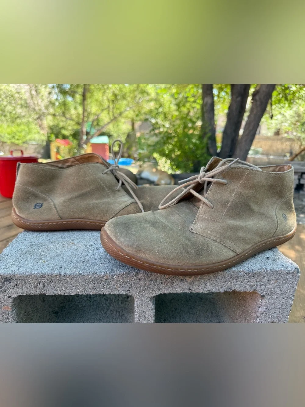 Born Men's Asten suede chukka boots in a desert sand or taupe color